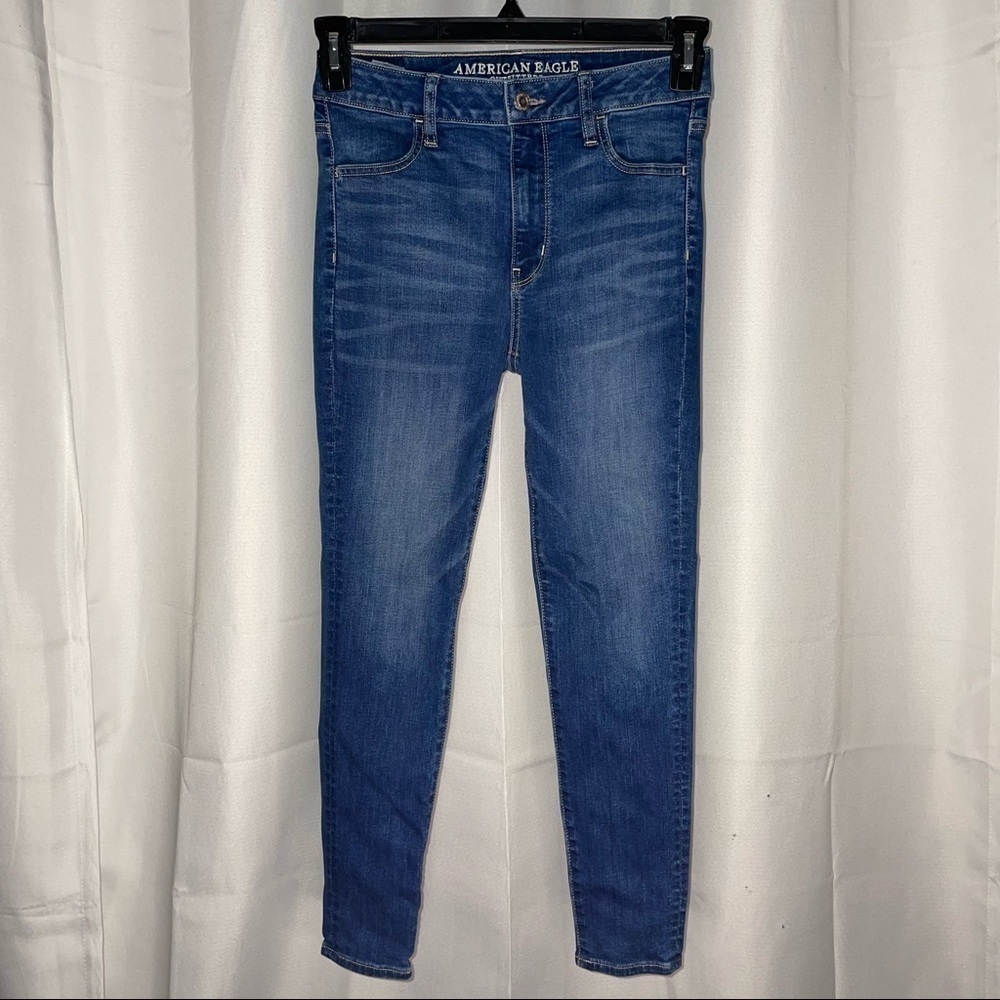 American Eagle Jeggings Super Hi Rise Stretch Skinny Dark Wash Denim Jeans 4 S